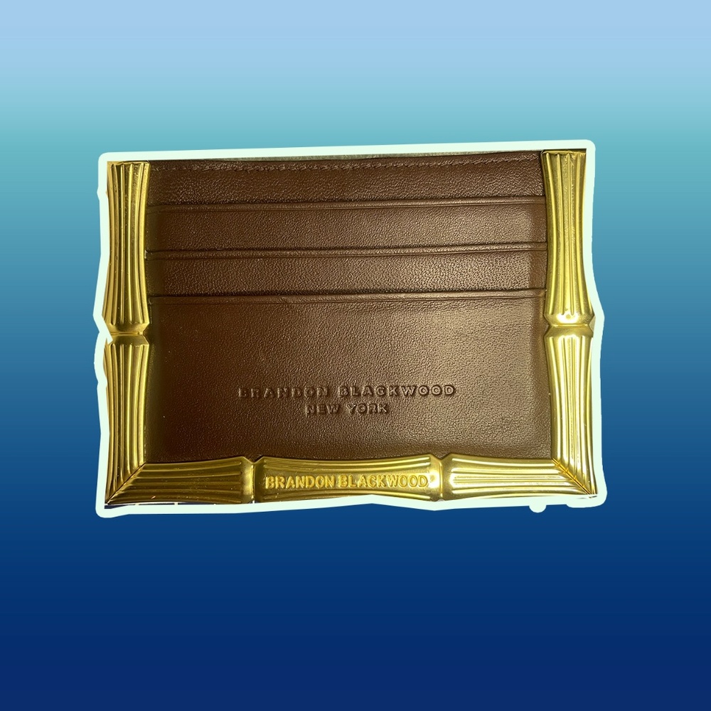 Brandon blackwood Bamboo B Card Holder in dark brown